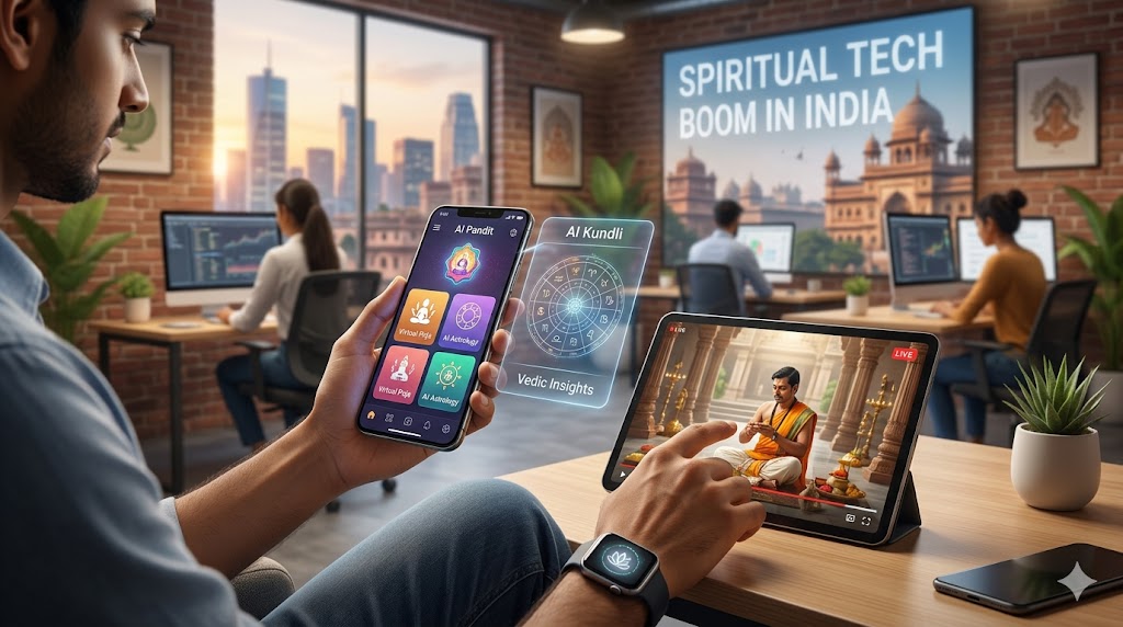 Image related to Spiritual Tech Boom in India: Virtual Puja, AI Astrology.