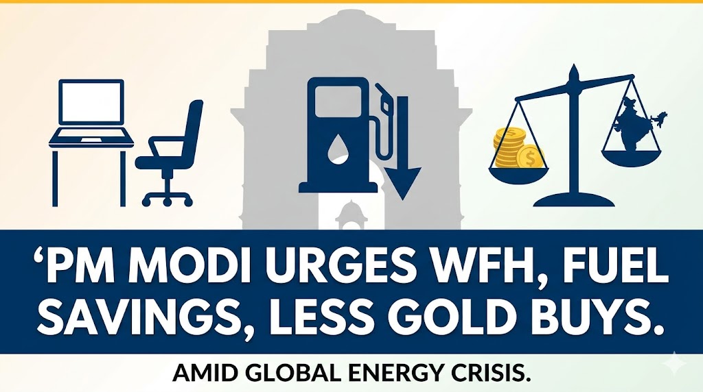 Image related to PM Modi Urges WFH, Fuel Savings, Less Gold Buys Amid Crisis